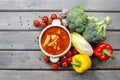 Top view of red tomato soup Royalty Free Stock Photo