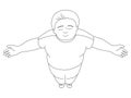 Top view of relax child boy with arms outstretched , out line vector illustrationl.