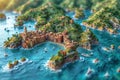 Top view of the Relief map of Europe. 3d illustration