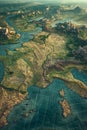 Top view of the Relief map of Europe. 3d illustration