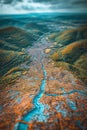 Top view of the Relief map of Europe. 3d illustration