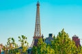 Top view of replica eiffel tower in france pavilion at Epcot in Walt Disney World .