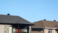 Top view of residential apartment building tilmased roof construction