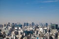 Top view of residential buildings with faraway Mt. Fuji on FEBRUARY 11, 2015 in Tokyo. Royalty Free Stock Photo