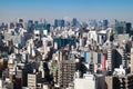 Top view of residential buildings with faraway Mt. Fuji on FEBRUARY 11, 2015 in Tokyo. Royalty Free Stock Photo