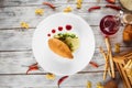 Top view on chicken Kiev cutlet with mashed potato Royalty Free Stock Photo