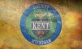 Top view of retro county of Kent, Michigan flag with grunge texture, USA, no flagpole. Plane design, layout. Flag background Royalty Free Stock Photo