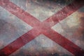 Top view of retro flag of Alabama with grunge texture. Flag background