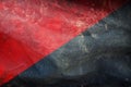 Top view of retro flag of Anarchism with grunge texture. Anarchism symbol. no flagpole. Plane design, layout. Flag background