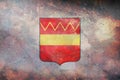 Top view of retro flag Brugelette, Belgium with grunge texture. Belgian patriot and travel concept. no flagpole. Plane design,