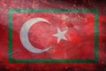 Top view of retro flag Customs Administration of Turkey Turkey with grunge texture. Turkish patriot and travel concept. no