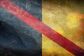 Top view of retro flag Fontaine l\'eveque , Belgium with grunge texture. Belgian patriot and travel concept. no flagpole Royalty Free Stock Photo