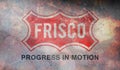 Top view of retro flag of Frisco, Texas, untied states of America with grunge texture. USA travel and patriot concept. no flagpole