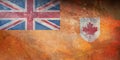 Top view of retro flag of Grand Orange Lodge of Canada, Canada with grunge texture. Canadian travel and patriot concept. no