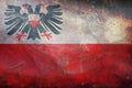 Top view of retro flag of Hansestadt Lubeck with grunge texture. Federal Republic of Germany. no flagpole. Plane design, layout. Royalty Free Stock Photo