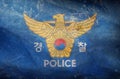 Top view of retro flag Korean National Police Agency, south korea with grunge texture. korean travel and patriot concept. no
