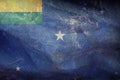 Top view of retro flag lages, Brazil with grunge texture. Brazilian travel and patriot concept. no flagpole. Plane design, layout