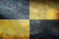 Top view of retro flag Lubbeek, Belgium with grunge texture. Belgian patriot and travel concept. no flagpole. Plane design, layout Royalty Free Stock Photo