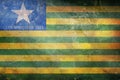 Top view of retro flag Piaui, Brazil with grunge texture. Brazilian travel and patriot concept. no flagpole. Plane design, layout