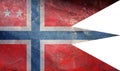 Top view of retro flag Rank a Rear Admiral of the Royal Norwegian Navy, Norway with grunge texture. Norwegian patriot and travel