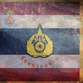 Top view of retro flag Royal Thai Army Unit Colour Thailand with grunge texture. Thai patriot and travel concept. no flagpole.