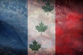 Top view of retro flag Saint ephrem de Beauce, Quebec Canada with grunge texture. Canadian patriot and travel concept. no flagpole