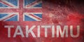 Top view of retro flag Takitimu New Zealand with grunge texture. New Zealand patriot and travel concept. no flagpole. Plane design