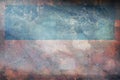 Top view of retro flag Valle del Cauca Colombia with grunge texture. Colombian patriot and travel concept. no flagpole. Plane