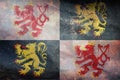 Top view of retro flag Voeren, Belgium with grunge texture. Belgian patriot and travel concept. no flagpole. Plane design, layout Royalty Free Stock Photo
