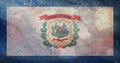 Top view of retro flag of West Virginia with grunge texture. Flag background