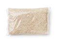 Top view of rice packed in plastic bag Royalty Free Stock Photo