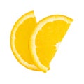 Top view of ripe slice orange citrus fruit isolated on white Royalty Free Stock Photo