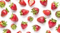 In the top view, ripe strawberries are isolated on a white background. Royalty Free Stock Photo