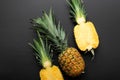 Top view of ripe yellow pineapples Royalty Free Stock Photo