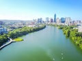 Top view riverside downtown Austin with green beautiful Colorado Royalty Free Stock Photo