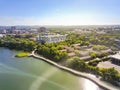 Top view riverside downtown Austin with green beautiful Colorado