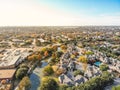 Top view riverside residential and rental area in urban sprawl n Royalty Free Stock Photo