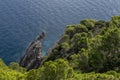 Top view of a rocky beach on the island of Gorgona, Livorno, Italy