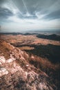 Top view of rocky wall with mountain panoramain lower austria hohe wand