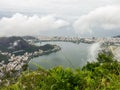 Top view of the Rodrigo de Freitas Lagoon and the beaches of Ipanema and Leblon. Rio de Janeiro, Brazil. Royalty Free Stock Photo