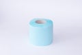 Top view roll of toilet paper on white background