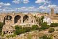 Top view of Roman forum, Basilica of Maxentius and Constantine, the Church of Saints Luke and Martina. Rome