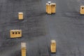 Top view of the roof of the house on which chimneys and ventilation pipes are located Royalty Free Stock Photo