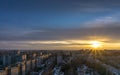 Top view from roof at Voronezh cityscape sunset, hdr photo, city Royalty Free Stock Photo