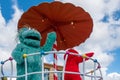 Top view of Rosita and Elmo in Sesame Street Party Parade at Seaworld 6 Royalty Free Stock Photo