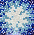 Top view of round blue tile mosaic, background and texture Royalty Free Stock Photo