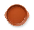 Top view of round clay baking dish