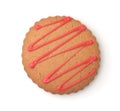 Top view of round glazed gingerbread cookie