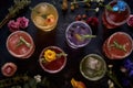 top view of a row of mary cocktails