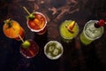 top view of a row of mary cocktails